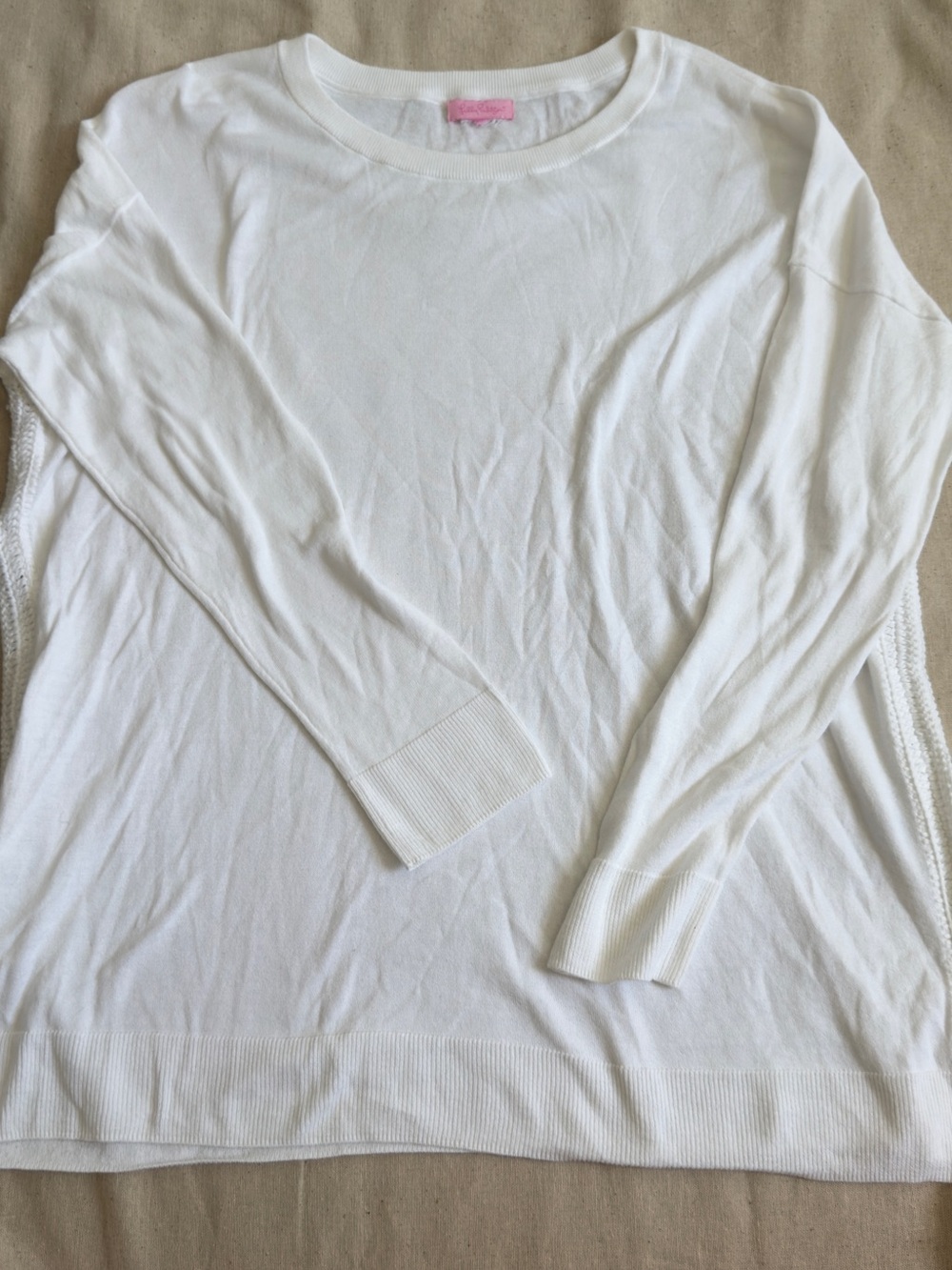 Lilly Pulitzer White Crewneck Long-Sleeve Sweater